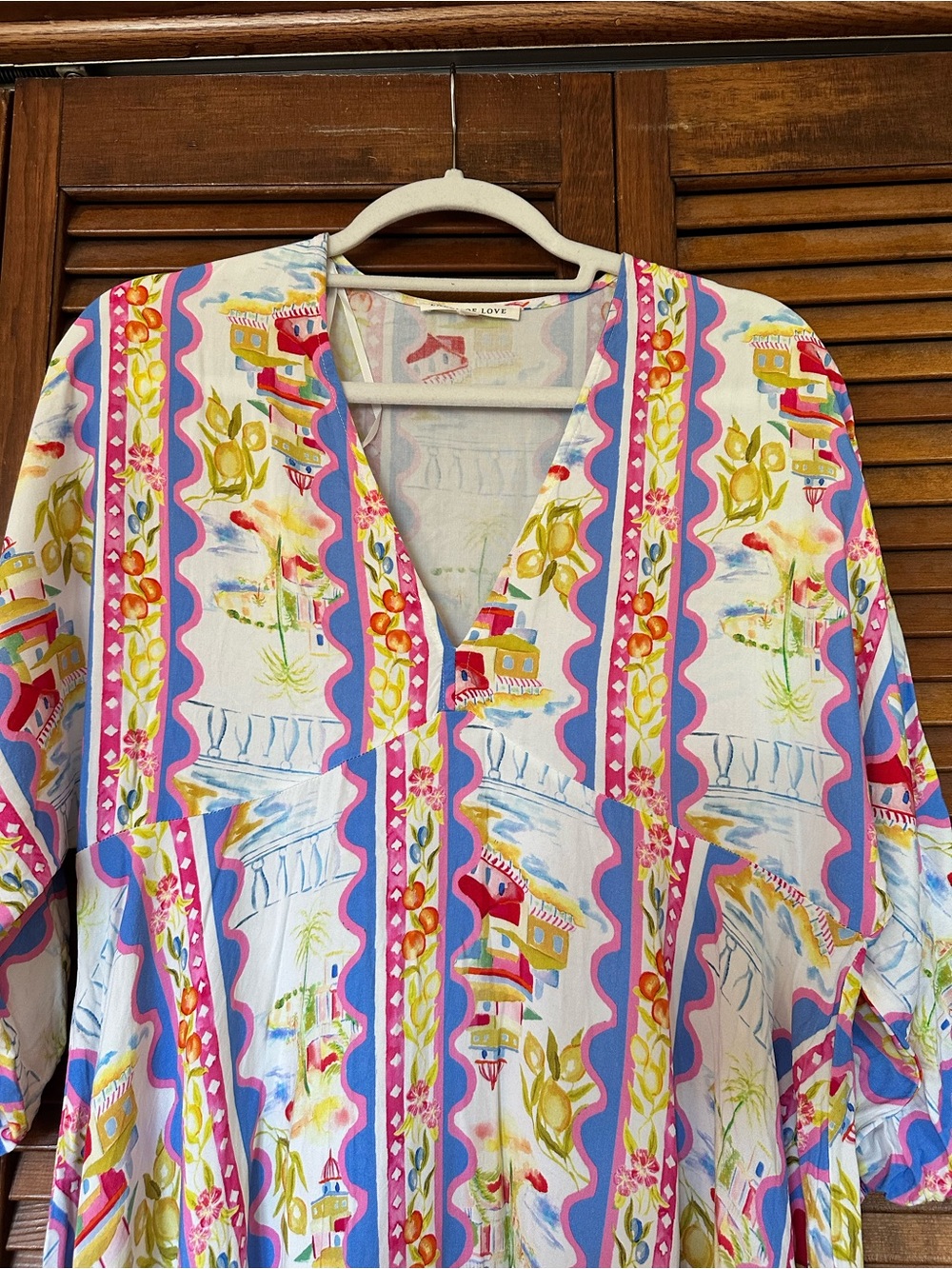 Label of Love Fiorella Greek Tropical Print Mini Dress Cover Up size medium - Picture 4 of 10